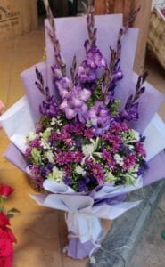 Purple & White Imported Flower Bouquet – A Touch of Luxury and Grace